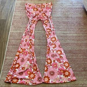 Pink flower power bell bottoms